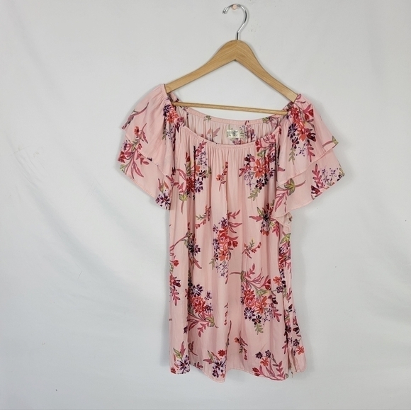 Women's Floral 1X Terra & Sky top - Picture 1 of 4